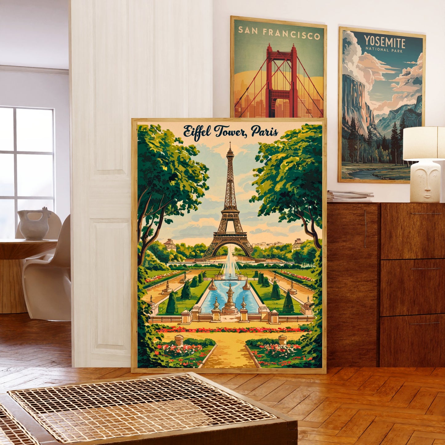 Eiffel Tower Vintage Travel Poster -Iconic Parisian Elegance