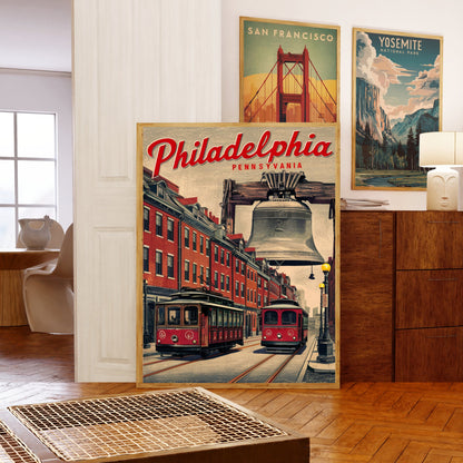 Philadelphia Vintage Travel Poster - City of Brotherly Love