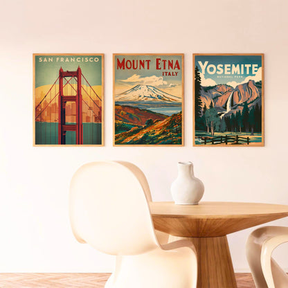 Mount Etna Vintage Travel Poster - Sicily's Fiery Wonder