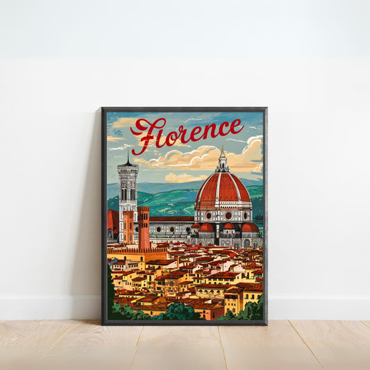 Florence Vintage Travel Poster - Tuscan Charm