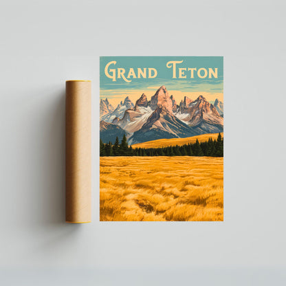 Grand Teton  Vintage Travel Poster  - Majestic Peaks