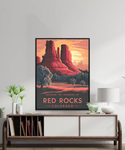 Red Rocks Vintage Travel Poster - Scenic Marvel