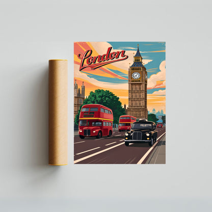 London Vintage Travel Poster