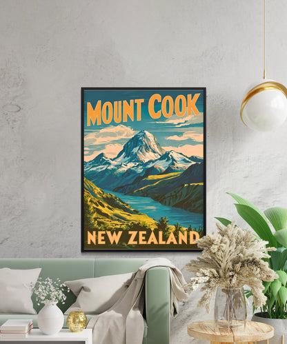 Mount Cook Vintage Travel Poster