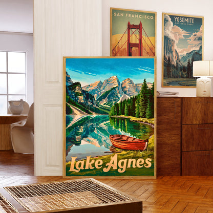 Lake Agnes Vintage Travel Poster