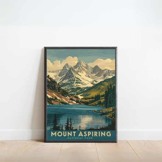 Mount Aspiring Vintage Travel Poster - Timeless New Zealand Splendor