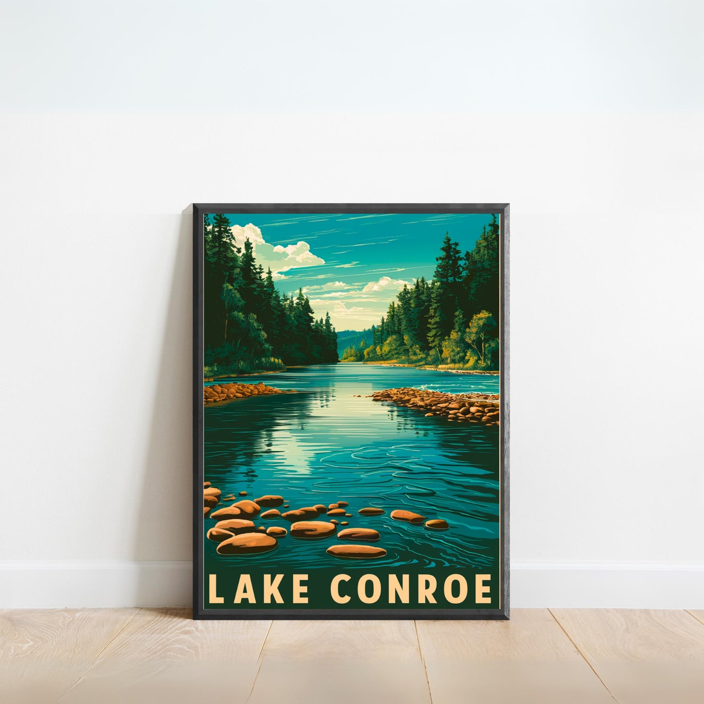 Lake Conroe Vintage Travel Poster