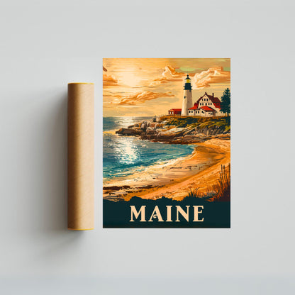 Maine Vintage Travel Poster