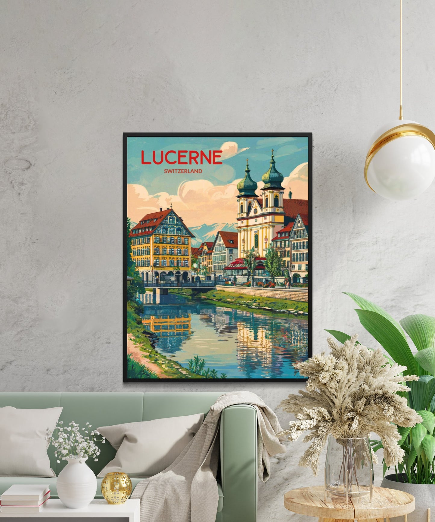 Lucerne Vintage Travel Poster - Reuss River Views