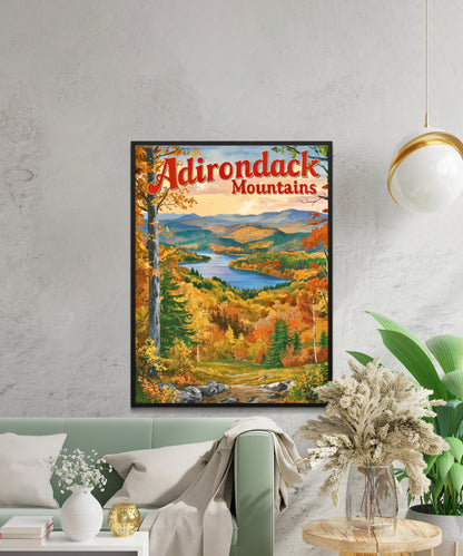 Adirondack Mountains Vintage Travel Poster