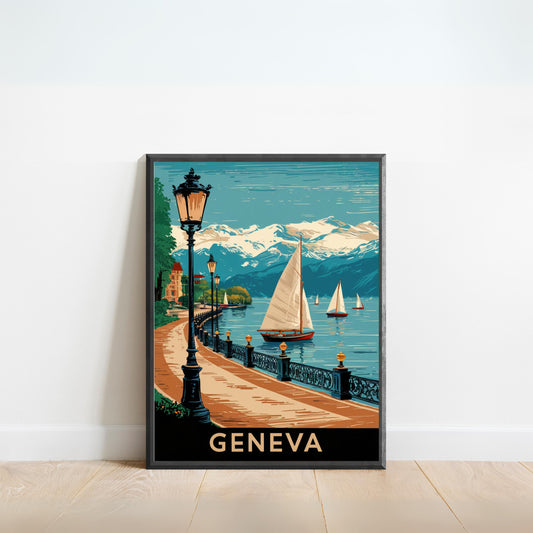 Geneva Vintage Travel Poster - Timeless Swiss Serenity