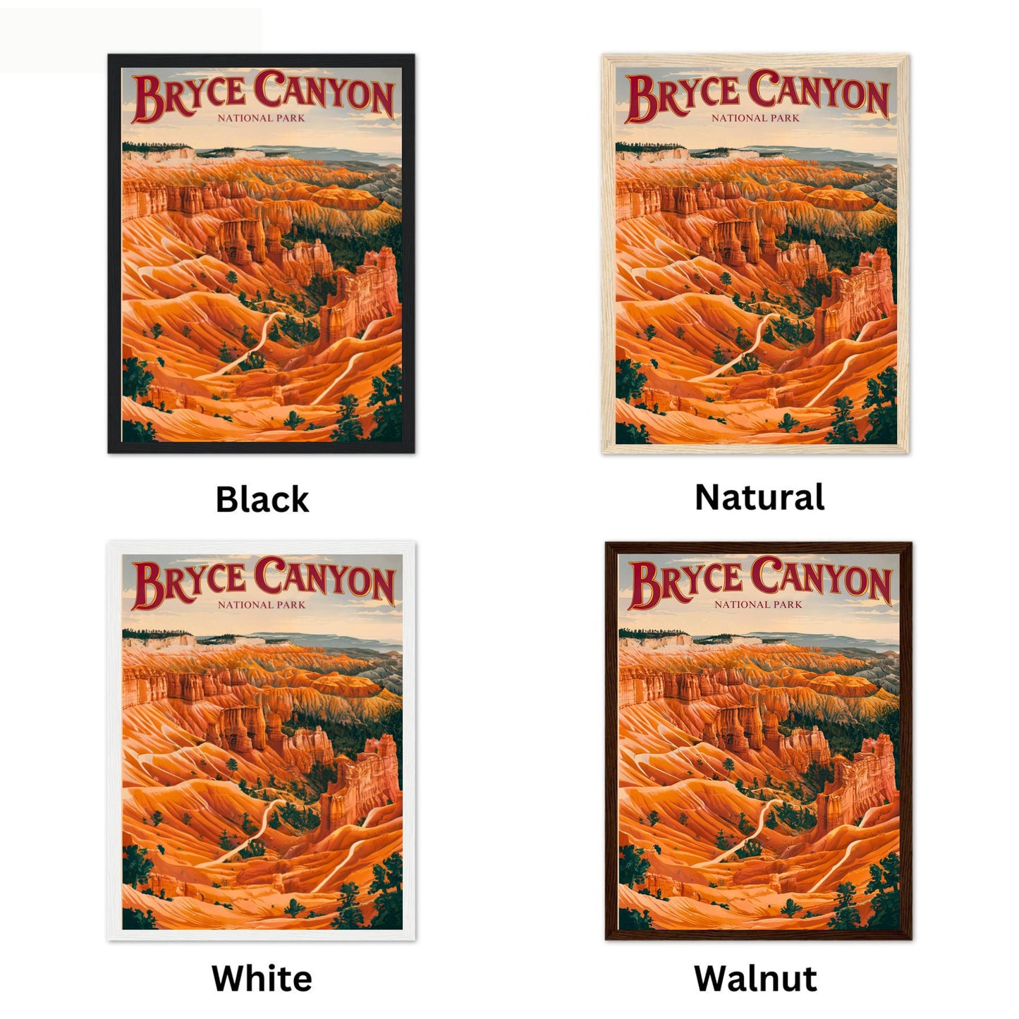 Bryce Canyon Vintage Travel Poster- Hoodoos and Scenic Vistas