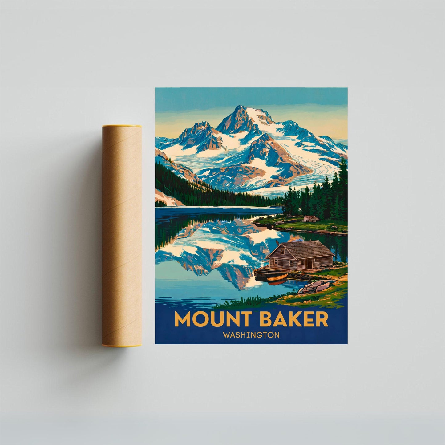 Mount Baker Vintage Travel Poster - Timeless Pacific Northwest Majesty