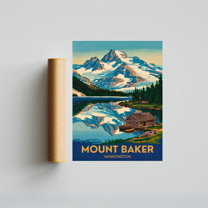 Mount Baker Vintage Travel Poster - Timeless Pacific Northwest Majesty