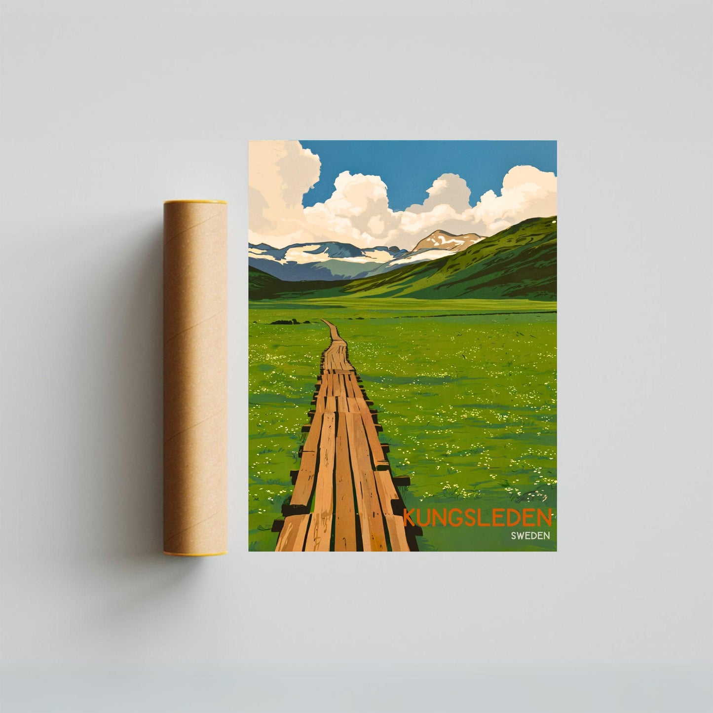 Kungsleden Vintage Travel Poster - Sweden's Timeless Wilderness Trail