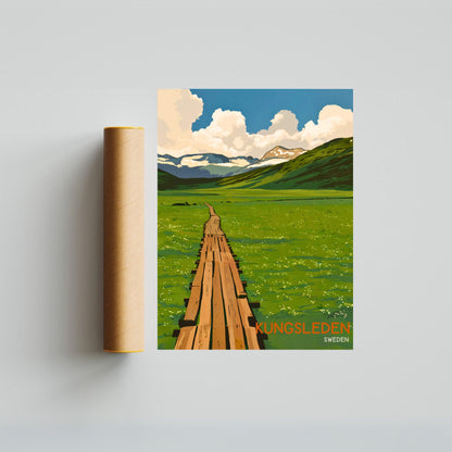 Kungsleden Vintage Travel Poster - Sweden's Timeless Wilderness Trail