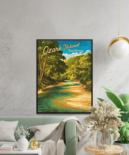 Ozark National Scenic Riverways Vintage Travel Poster - Missouri's Natural Beauty