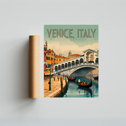 Venice Vintage Travel Poster -  Journey Through Canals