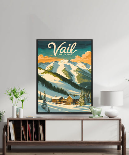 Vail Mountain Vintage Travel Poster - Charming Destination