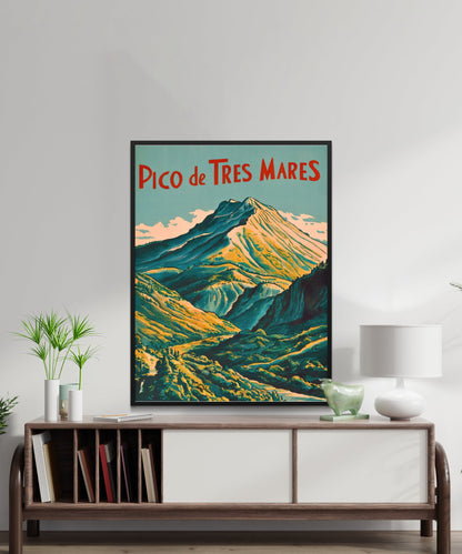 Pico de Tres Mares Vintage Travel Poster