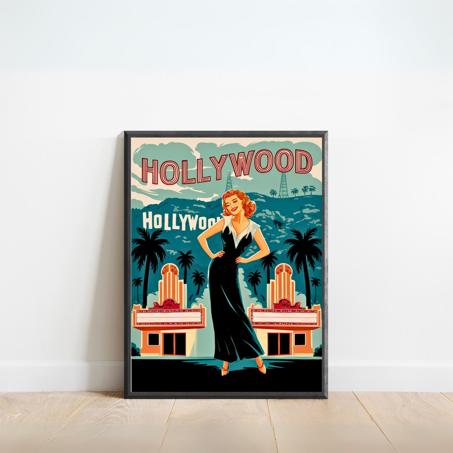 Hollywood Vintage Travel Poster  - City of Entertainment