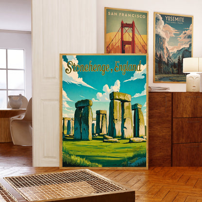 Stonehenge Vintage Travel Poster - England's Prehistoric Marvel