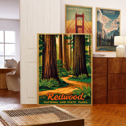 Redwood National and State Parks  Vintage Travel Poster