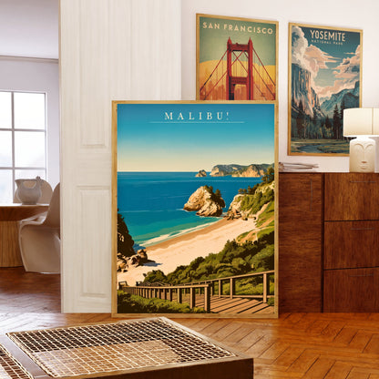 Malibu Vintage Travel Poster - Coastal Nostalgia