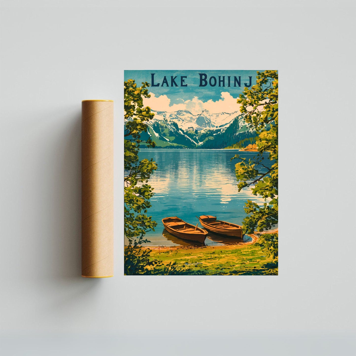 Lake Bohinj Vintage Travel Poster - Slovenian Gem