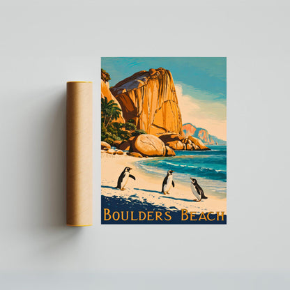 Boulders Beach Vintage Travel Poster