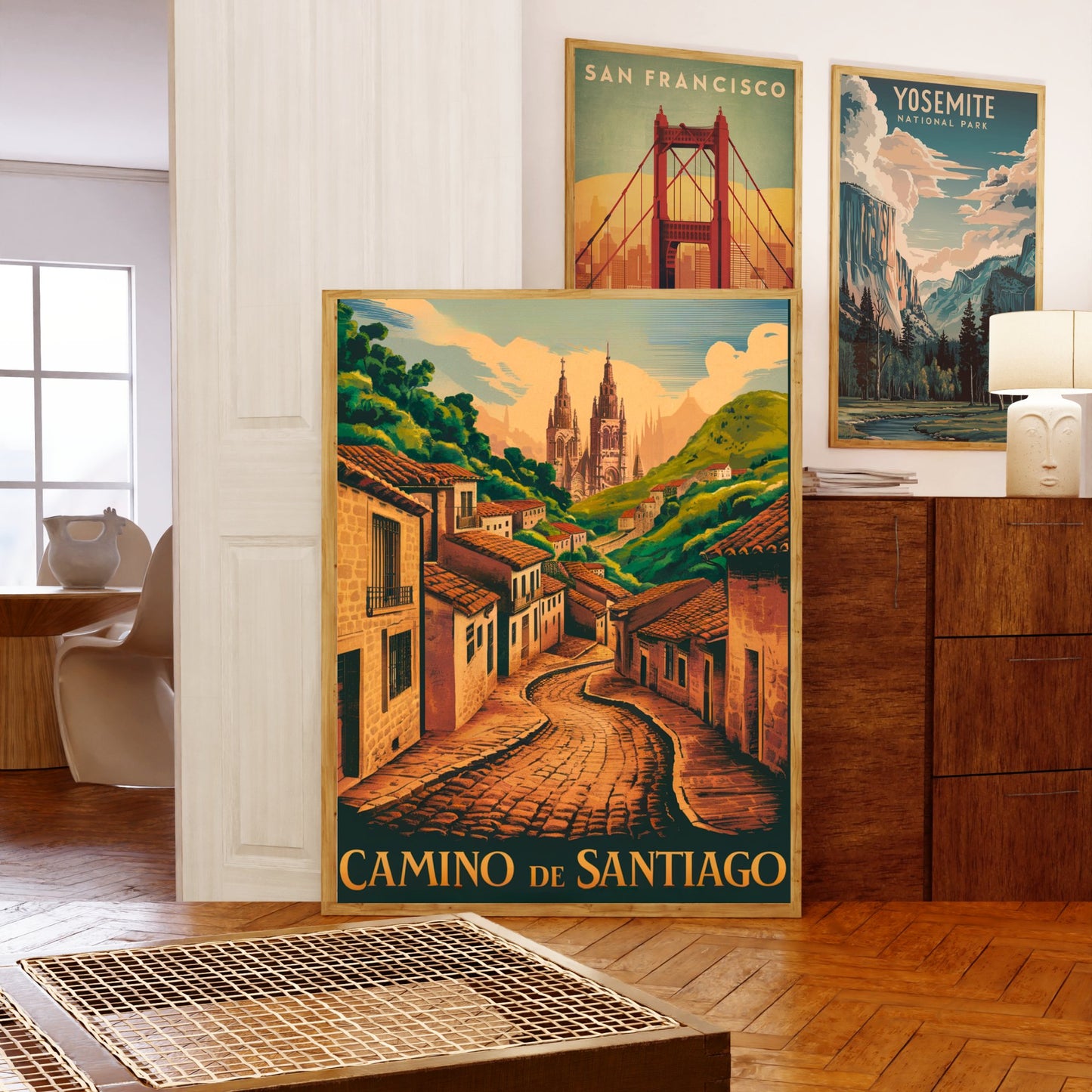 Camino de Santiago Vintage Travel Poster