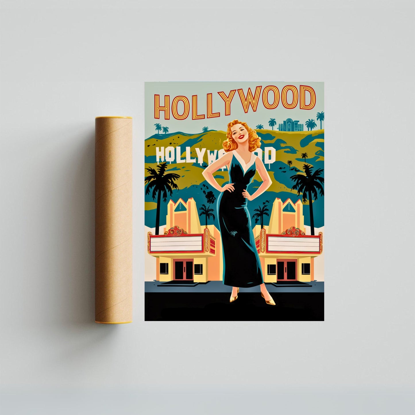 Hollywood Vintage Travel Poster