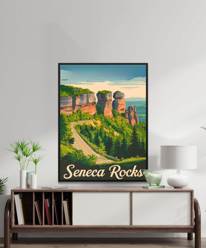 Seneca Rocks Vintage Travel Poster - Rugged Peaks