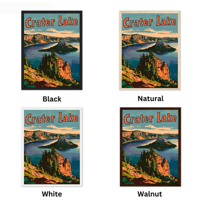 Crater Lake  Vintage Travel Poster - Timeless Blue Majesty