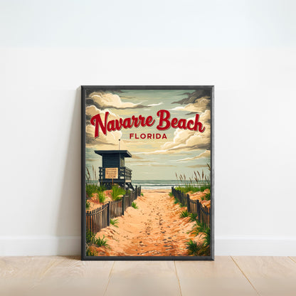 Navarre Beach Vintage Travel Poster