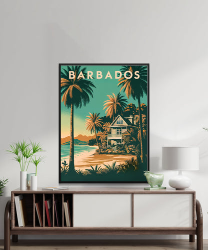 Barbados Vintage Travel Poster - Crystal Waters