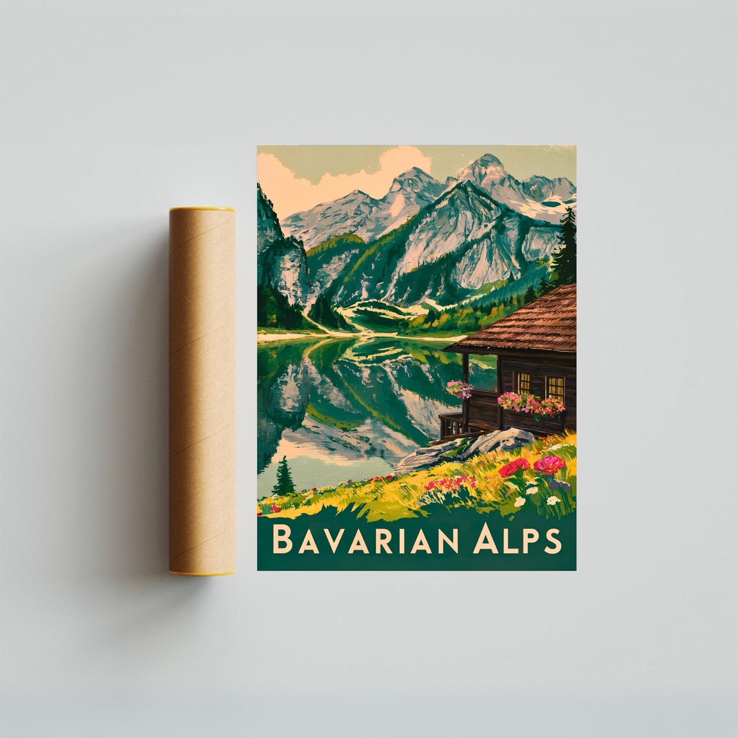 Bavarian Alps Vintage Travel Poster - Alpine Splendor