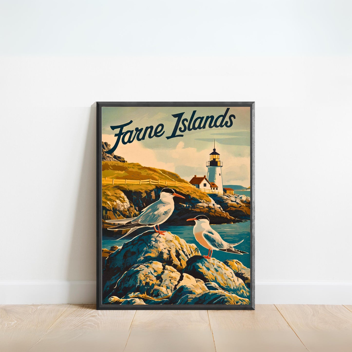 Farne Islands Vintage Travel Poster - Serene Coastal Escape