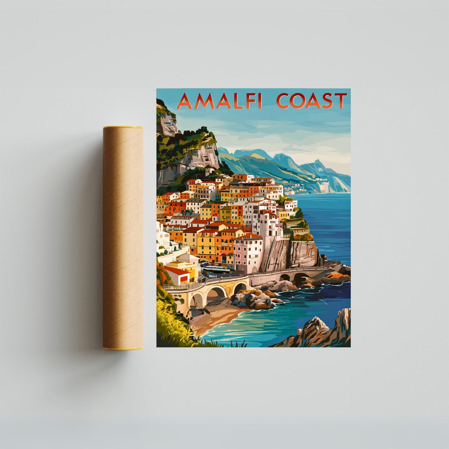 Amalfi Coast Vintage Travel Poster