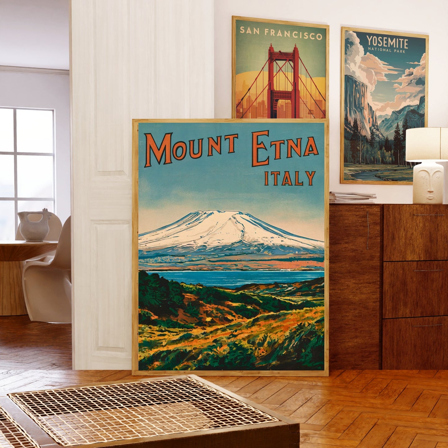 Mount Etna Vintage Travel Poster