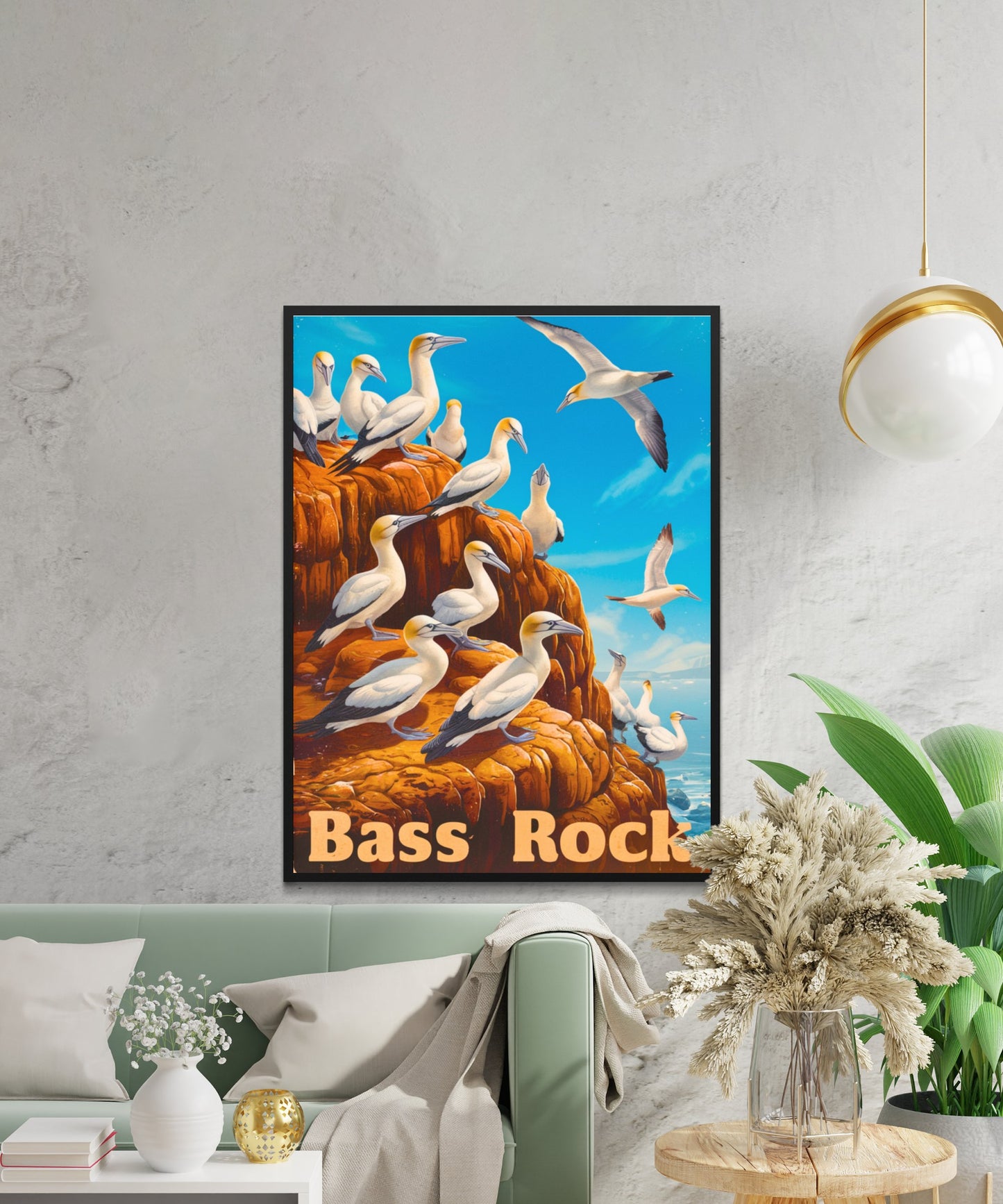 Bass Rock Vintage Travel Poster - Coastal Landmark