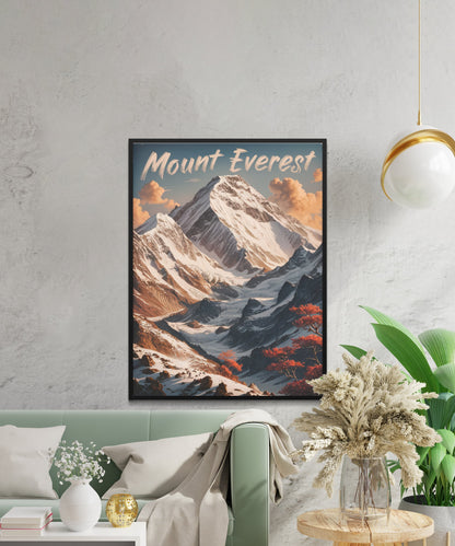 Mount Everest Vintage Travel Poster - Himalayan Majesty