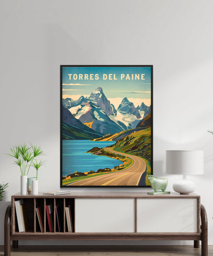 Torres del Paine Vintage Travel Poster - Iconic Peaks