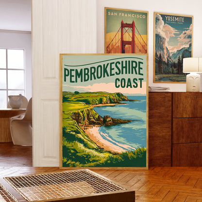 Pembrokeshire Vintage Travel Poster - Scenic Welsh Landscapes