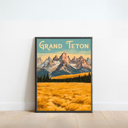 Grand Teton  Vintage Travel Poster  - Majestic Peaks