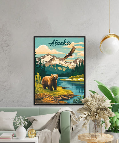 Alaska Vintage Travel Poster - Northern Wilderness