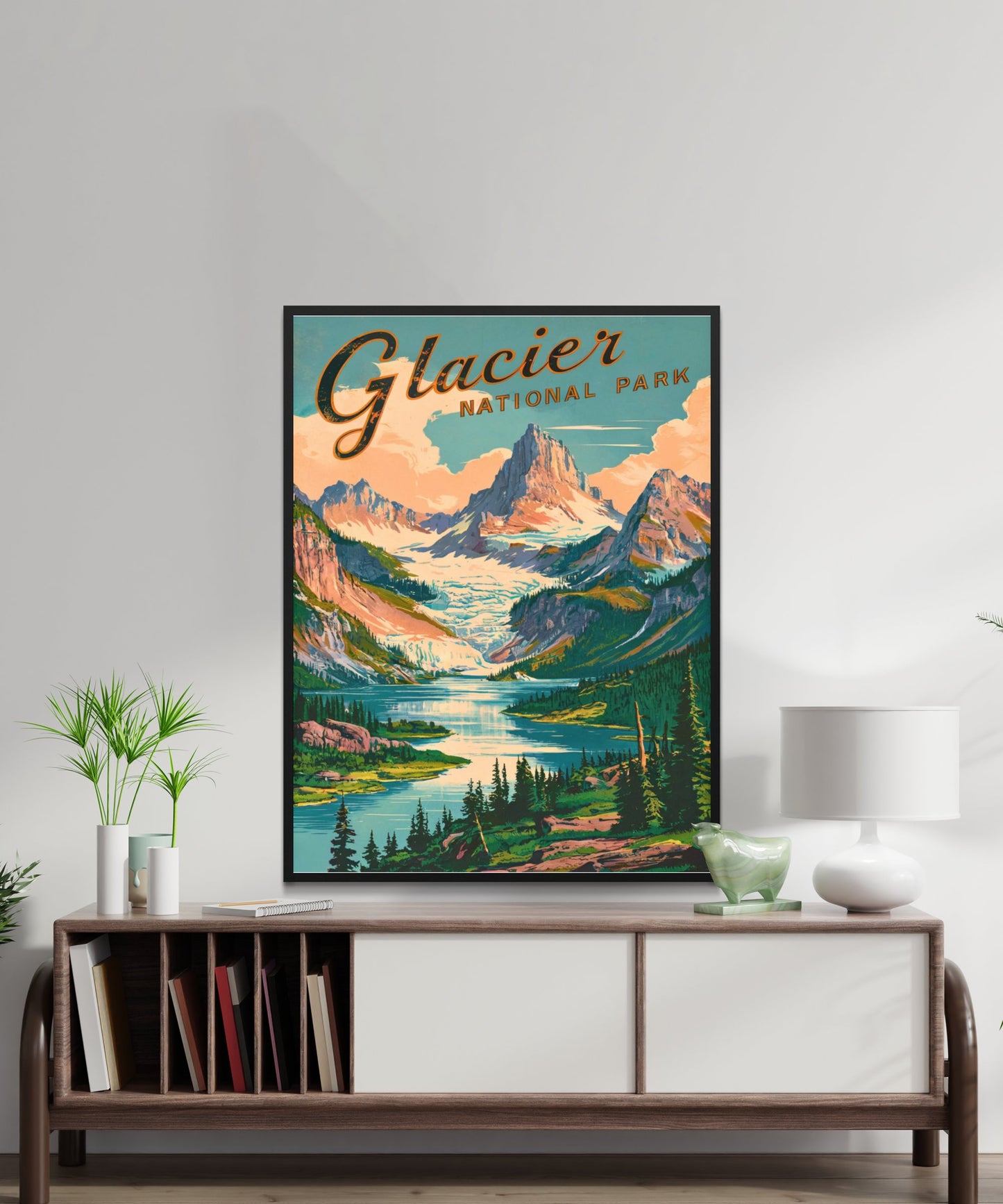 Glacier National Park Vintage Travel Poster - Peaks, Lakes, and Pristine Wilderness