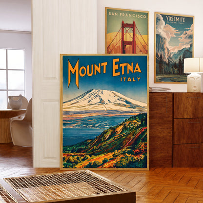 Mount Etna Vintage Travel Poster - Timeless Sicilian Volcano