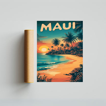 Maui Vintage Travel Poster - Tropical Paradise