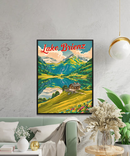 Lake Brienz Vintage Travel Poster - Swiss Serenity and Scenic Beauty